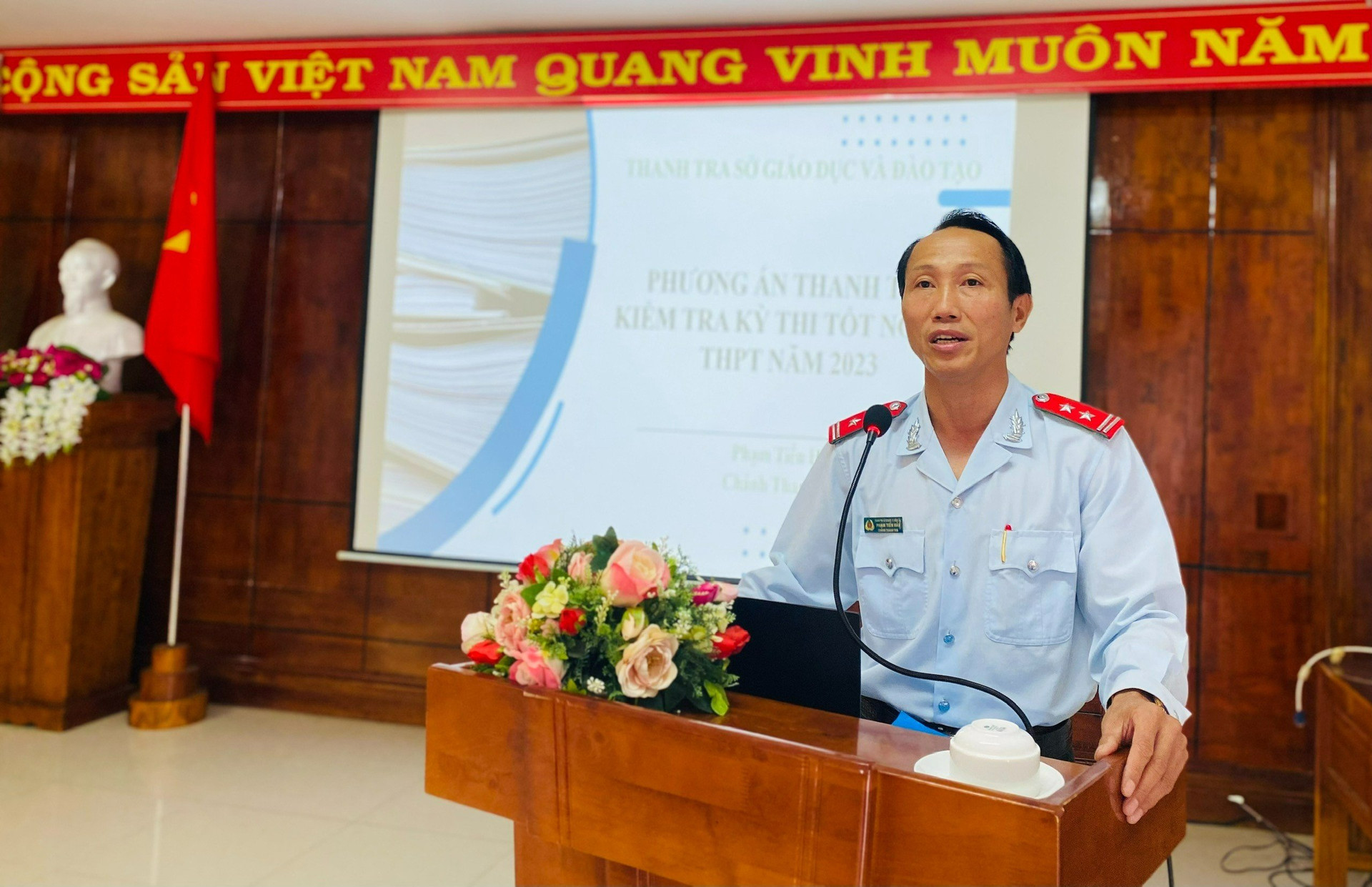 Ông Phạm Tiến Hải - Chánh Thanh tra Sở GD&ĐT triển khai kế hoạch Thanh tra Kỳ thi tốt nghiệp THPT năm 2023 tại Đắk Lắk.