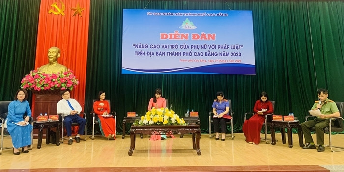 Diễn đàn “Nâng cao vai trò của phụ nữ với pháp luật trên địa bàn Tp. Cao Bằng”, do UBND Tp. Cao Bằng tổ chức tháng 4/2023.