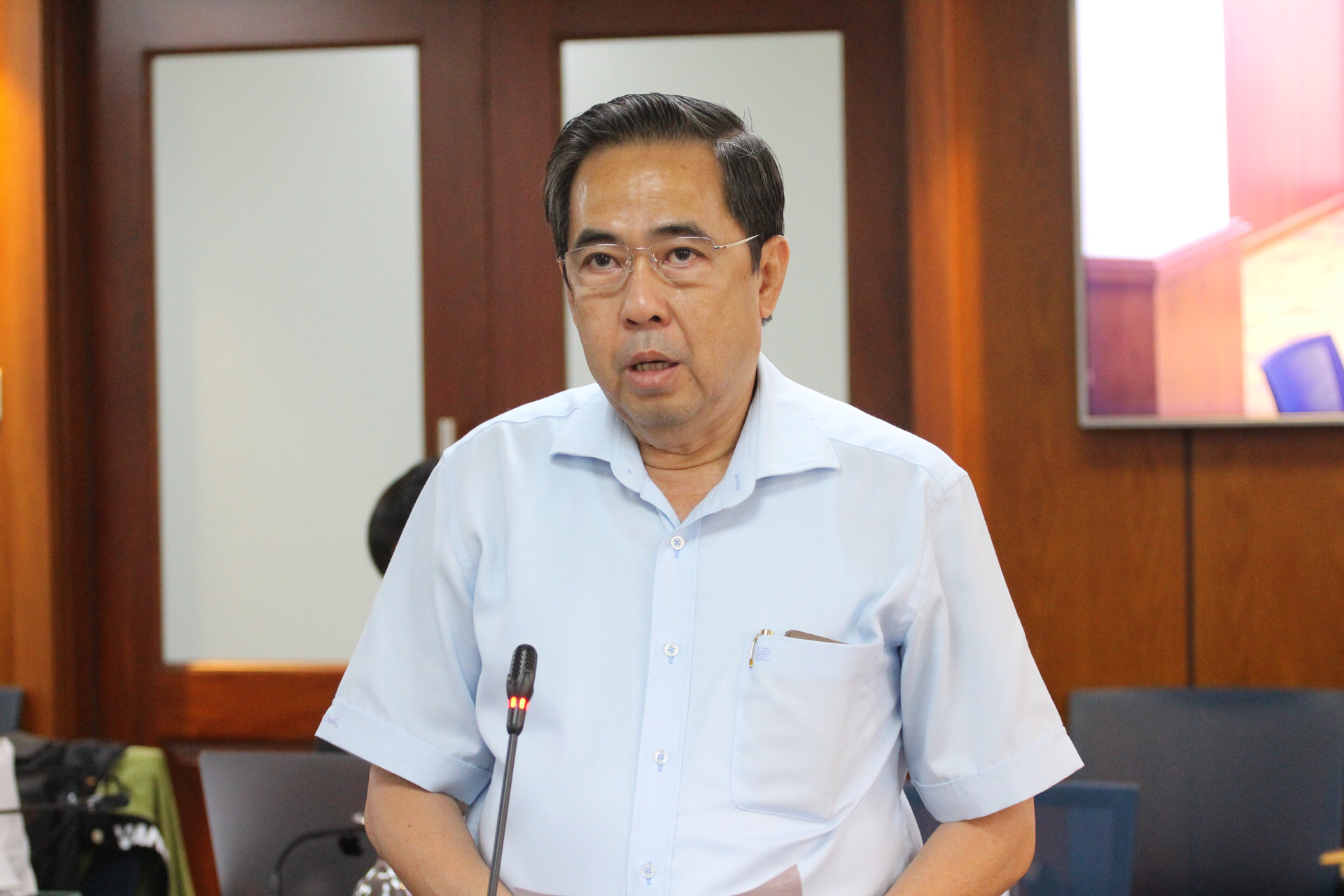 Ông Nguyễn Văn Lâm - Phó Giám đốc Sở Lao động - Thương binh và Xã hội thông tin tại họp báo.
