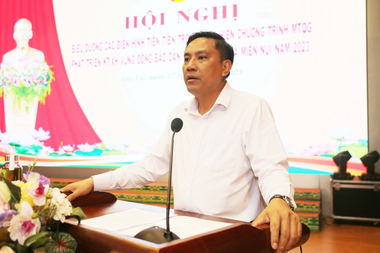 Phó Bí thư Tỉnh ủy Hoàng Giang phát biểu tại hội nghị.