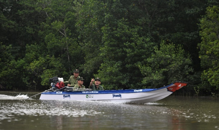 Các chiếc thuyền được Vinamilk tài trợ cho Vườn Quốc gia làm phương tiện hỗ trợ công tác kiểm tra, giám sát, bảo vệ cho khu vực khoanh nuôi rừng.