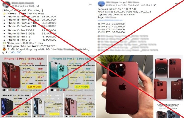 Tiềm ẩn nguy cơ bị các đối tượng xấu chiếm đoạt tài sản trước lời chào đặt cọc mẫu điện thoại iPhone 15 mới trên mạng