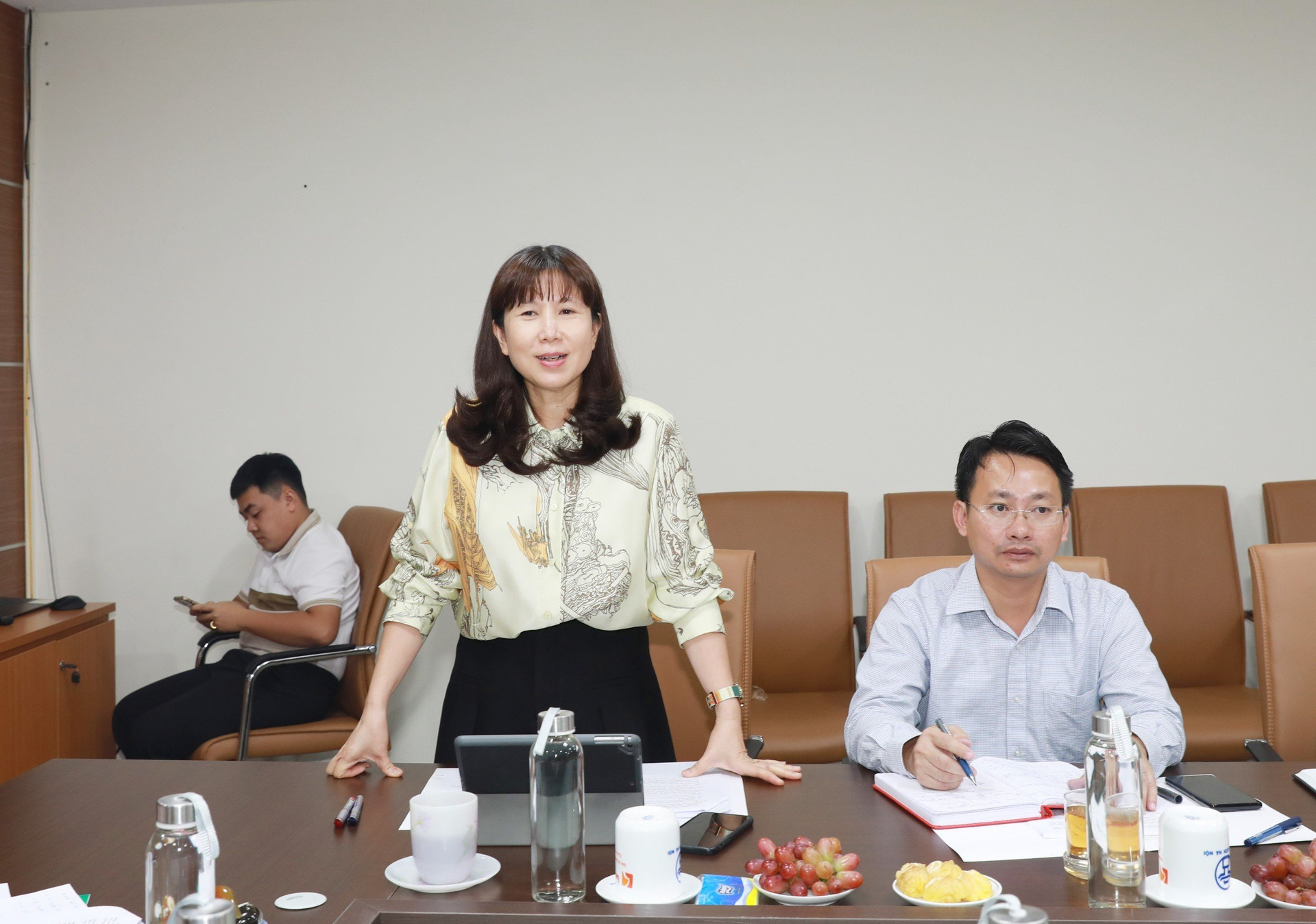 Giám đốc Sở Du lịch Hà Nội Đặng Hương Giang phát biểu tại buổi kiểm tra. 