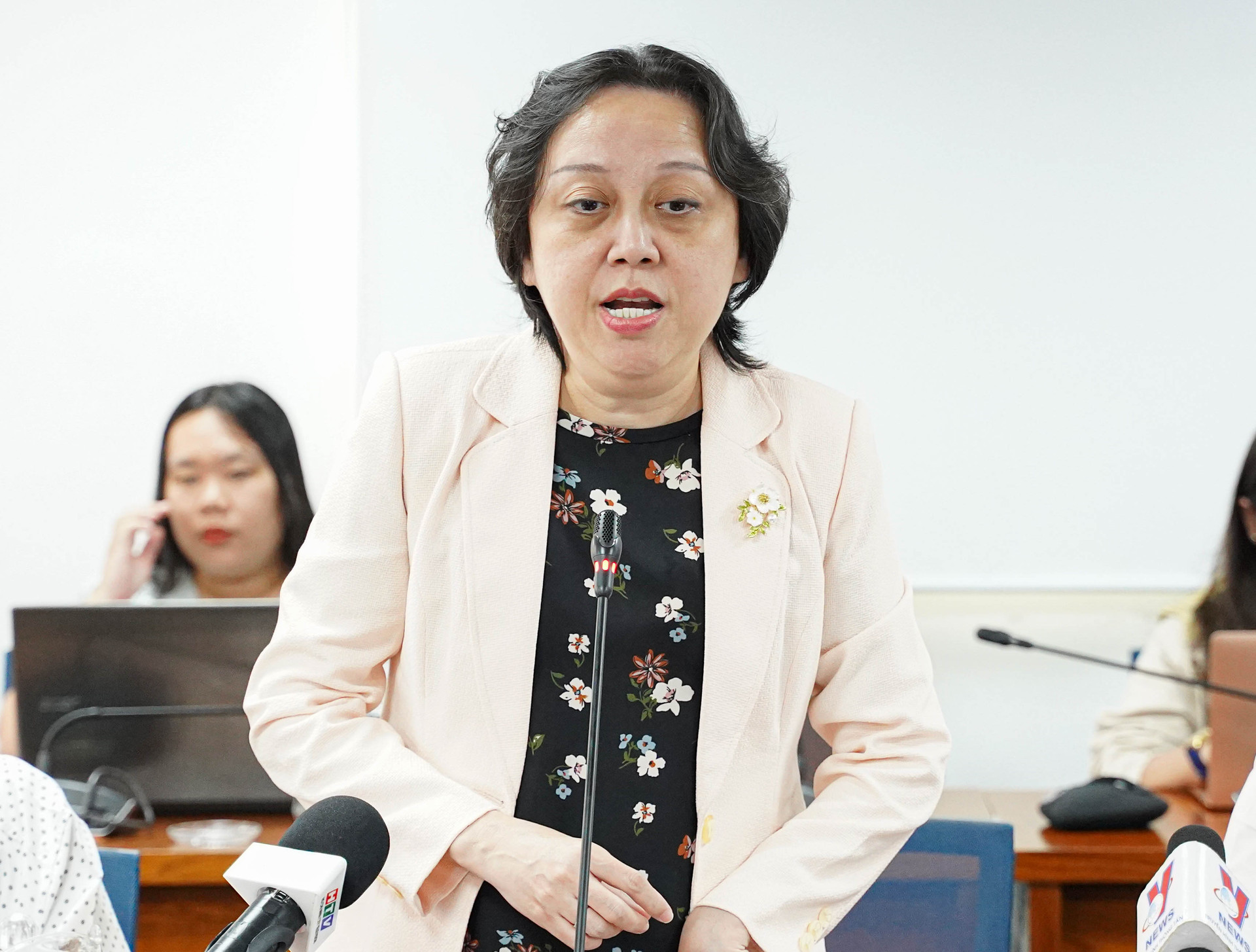 Bà Phạm Khánh Phong Lan thông tin về vụ ngộ độc bánh su kem.