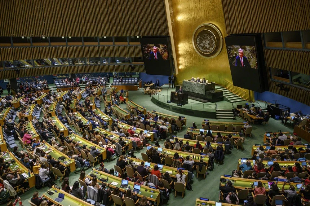Một phiên họp của Đại Hội đồng Liên hợp quốc ở New York, Mỹ. (Ảnh: AFP/TTXVN)
