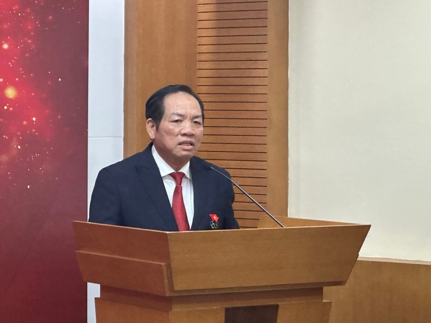 Chủ tịch Liên đoàn Cầu mây Việt Nam Lê Hồng Tịnh phát biểu tại chương trình.