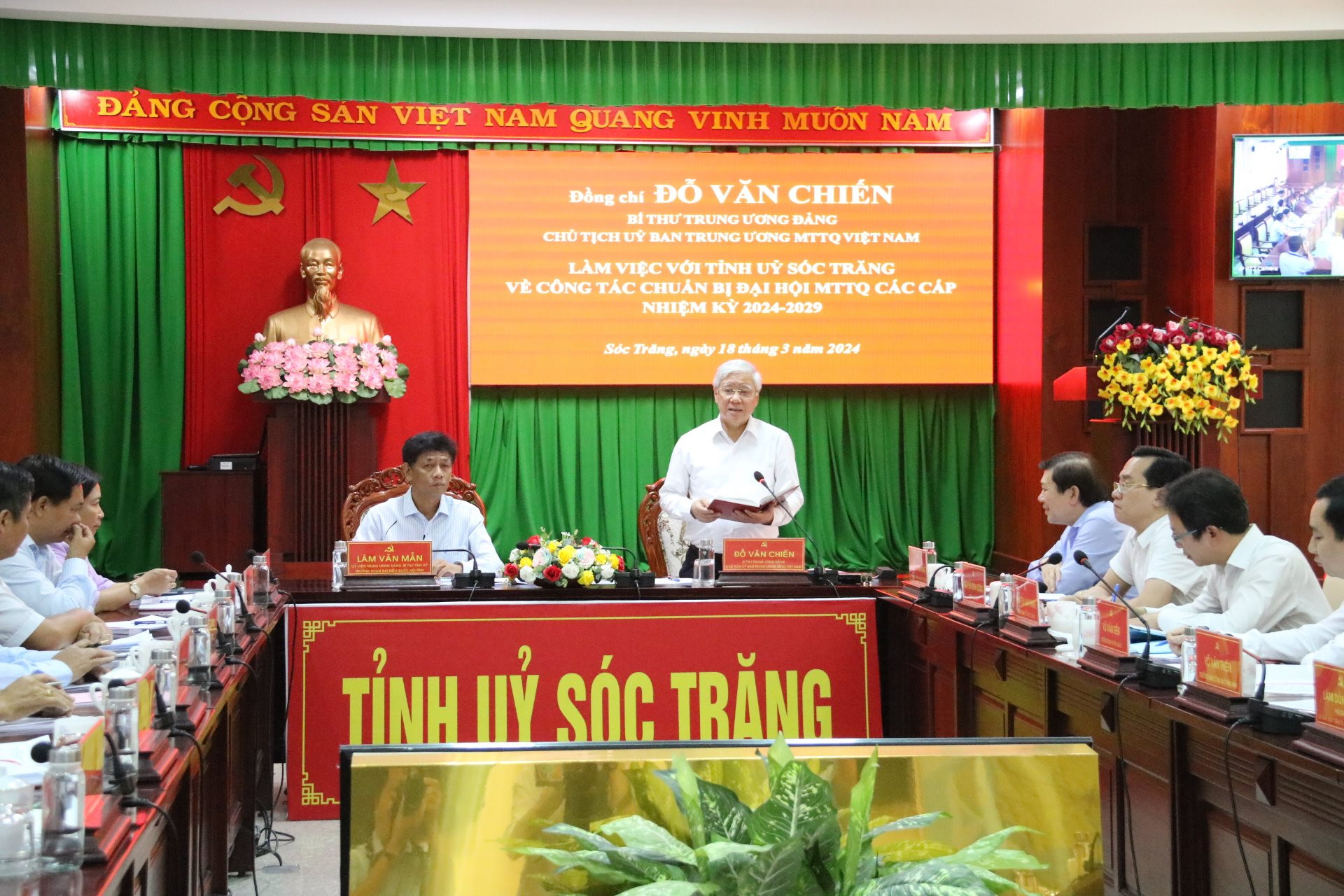 Bí thư Trung ương Đảng, Chủ tịch UBTƯ MTTQ Việt Nam Đỗ Văn Chiến đã làm việc với Tỉnh uỷ Sóc Trăng về công tác chuẩn bị Đại hội MTTQ Việt Nam các cấp, nhiệm kỳ 2024-2029.