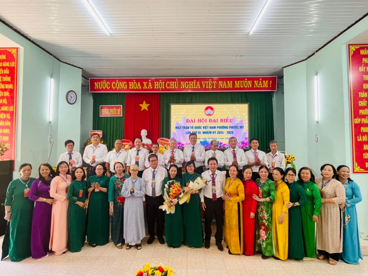 Các đại biểu phường Phước Mỹ, TP. Phan Rang - Tháp Chàm ra mắt đại hội nghiệm kỳ 2024 – 2029.