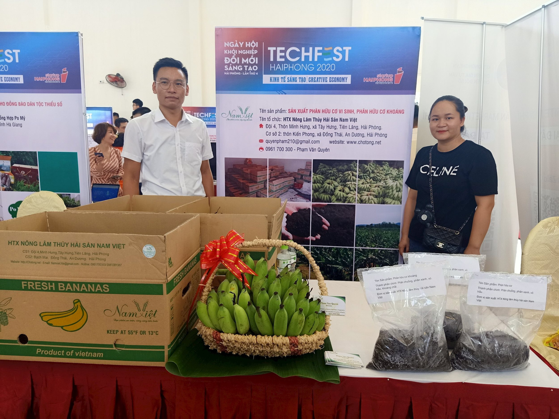 Sản phẩm chuối tây của HTX Nam Việt tại Ngày hội khởi nghiệp đổi mới sáng tạo Hải Phòng lần thứ 4. Ảnh: NVCC.