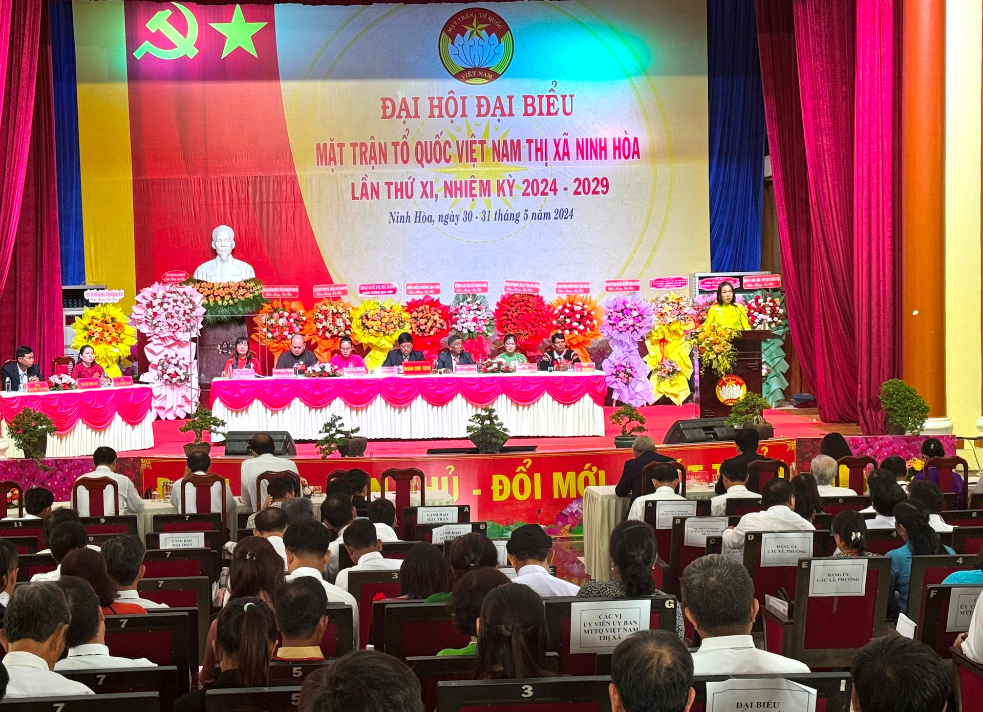Quang cảnh Đại hội MTTQ Việt Nam TX Ninh Hòa, lần thứ XI, nhiệm kỳ 2024 - 2029.