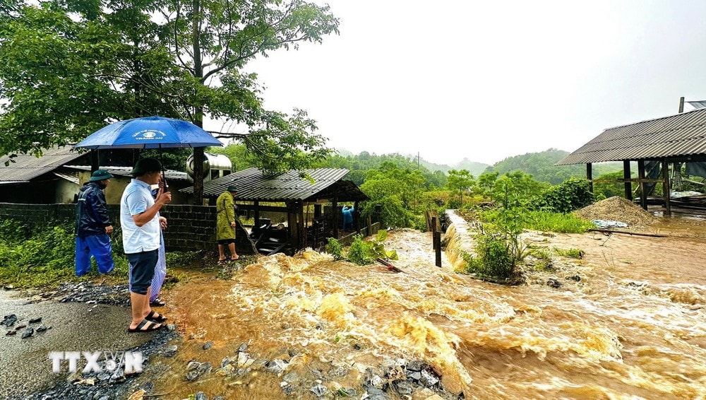 Một điểm ngập úng, sạt lở trên địa bàn Hà Giang. (Ảnh: Quỳnh Anh/TTXVN phát)