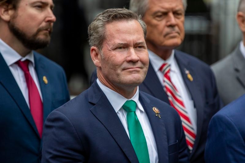 Rep. Michael Waltz, a Florida Republican, speaks outside Donald Trump's hush money criminal case in New York, May 16, 2024.