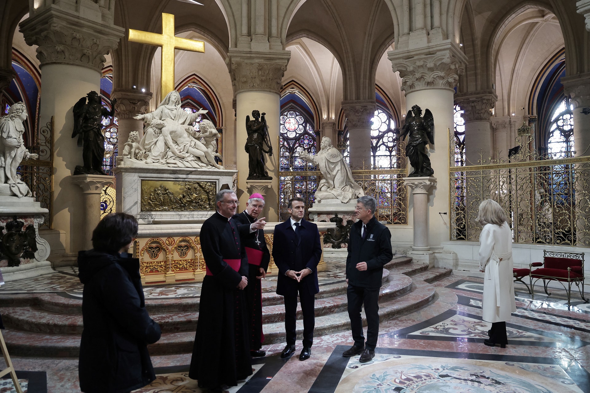 French President Macron visits the Notre-Dame Cathedral, in Paris