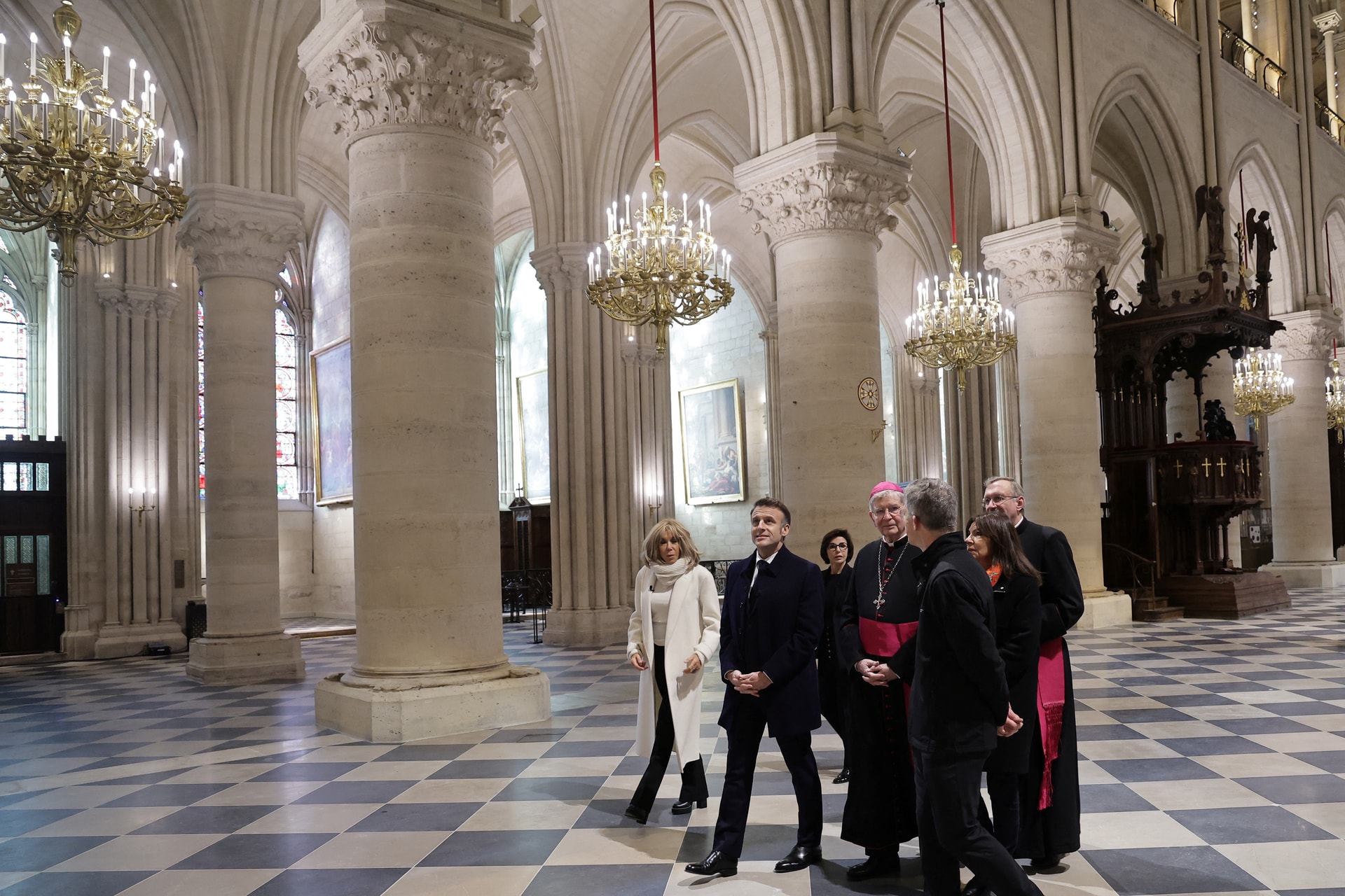 French President Macron visits the Notre-Dame Cathedral, in Paris