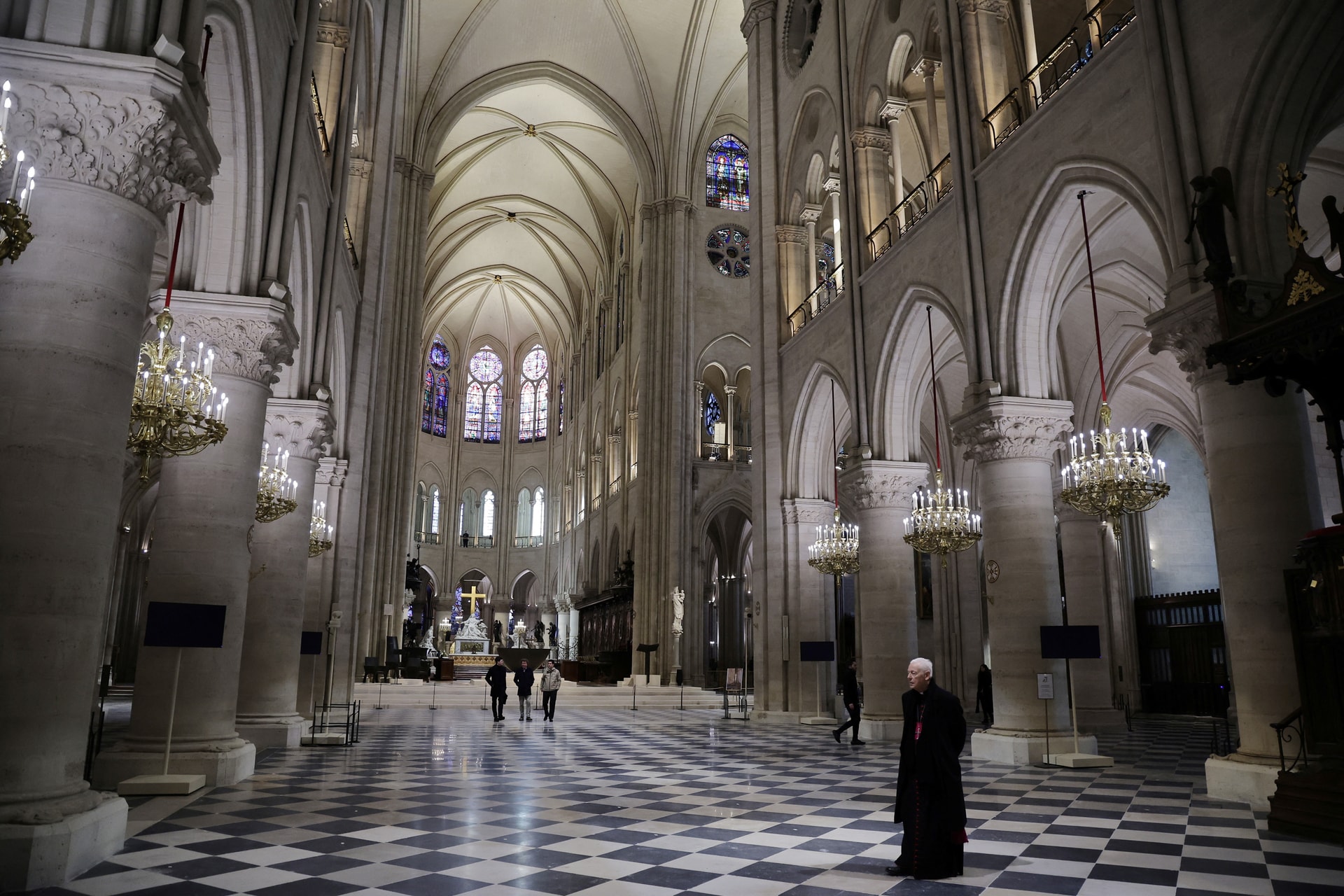 French President Macron visits the Notre-Dame Cathedral, in Paris