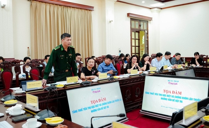 Ông Lê Thiện Thành, Phó trưởng Phòng Hướng dẫn Điều tra, Cục Phòng, chống ma túy và tội phạm, Bộ Tư lệnh Bộ đội Biên phòng, phát biểu.