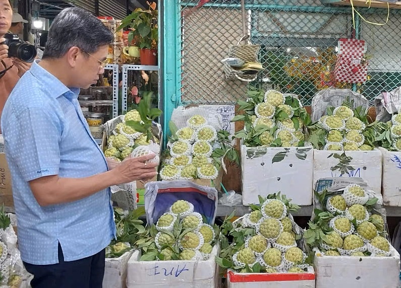 Hàng Tết 7 - Lãnh đạo UBND TP khảo sát hàng Tết tại Chợ Đầu mối Thủ Đức đêm ngày 22-1