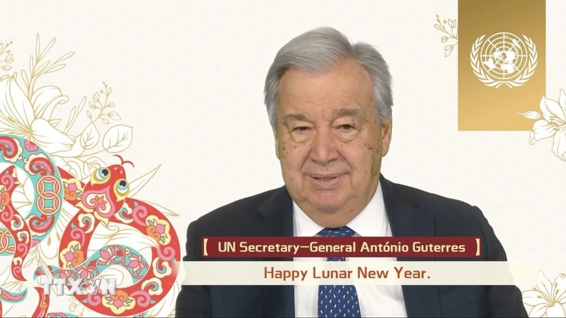 Tổng Thư ký Liên hợp quốc António Guterres chúc Tết Nguyên đán Ất Tỵ. (Ảnh: TTXVN phát)