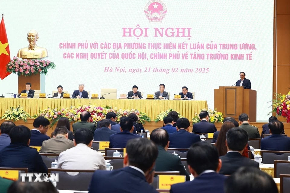 Quang cảnh Hội nghị Chính phủ với các địa phương về tăng trưởng kinh tế. (Ảnh: Dương Giang/TTXVN)