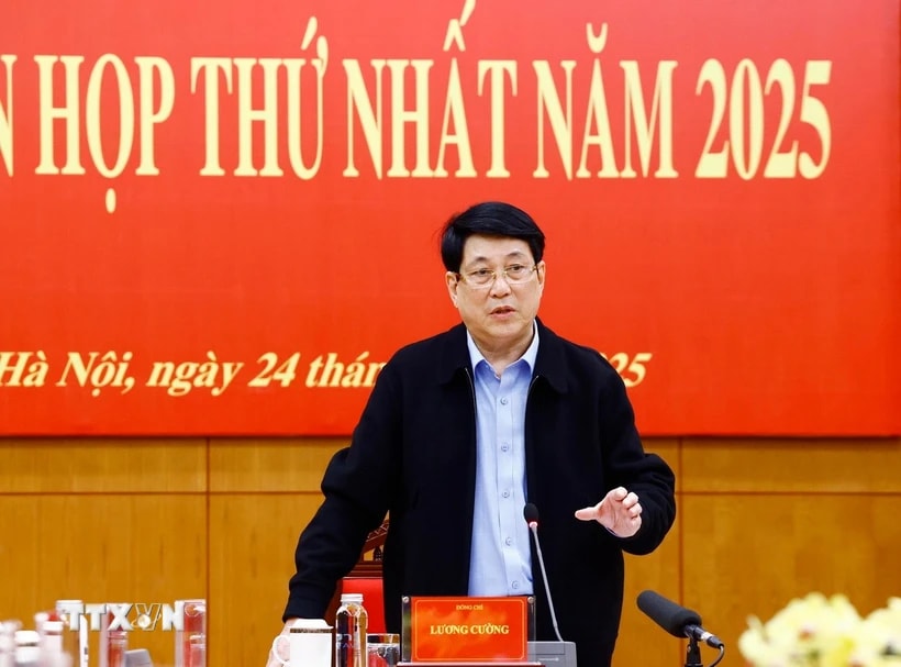 Chủ tịch nước Lương Cường chủ trì Phiên họp thứ nhất năm 2025 của Ban Chỉ đạo Cải cách Tư pháp Trung ương. (Ảnh: Lâm Khánh/TTXVN)