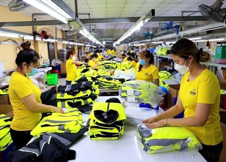 Trong số 22 mặt hàng chính xuất khẩu sang Nga, dệt may là mặt hàng có kim ngạch xuất khẩu cao nhất. Trong ảnh: Xưởng may hàng xuất khẩu của Công ty Trách nhiệm Hữu hạn May mặc Dony, xã Vĩnh Lộc A, huyện Bình Chánh, Thành phố Hồ Chí Minh. (Ảnh: Hồng Đạt/TTXVN)