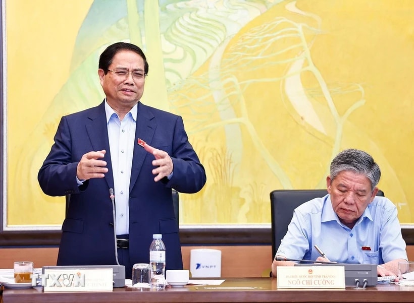 Thủ tướng Phạm Minh Chính, đại biểu Quốc hội thành phố Cần Thơ phát biểu. (Ảnh: Doãn Tấn/TTXVN)