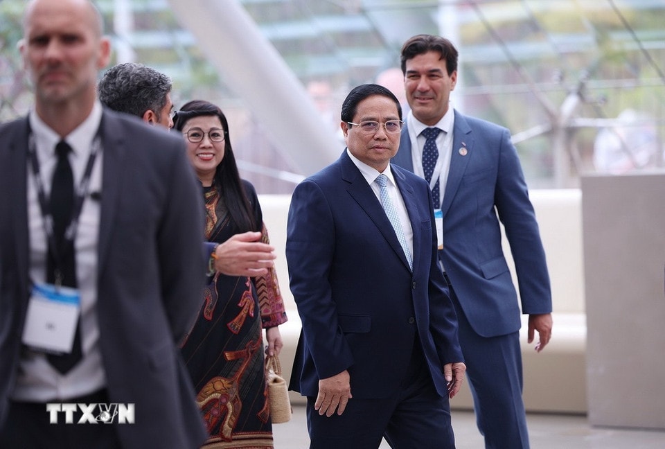Thủ tướng Phạm Minh Chính đến dự Hội nghị Đại dương của Liên hợp quốc lần thứ 3. (Ảnh: Dương Giang/TTXVN)