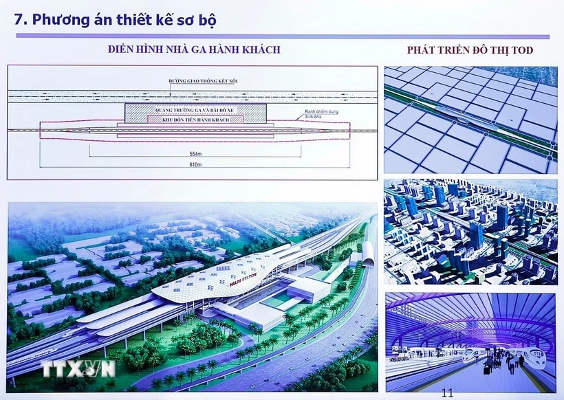 Phương án thiết kế sơ bộ Dự án đường sắt tốc độ cao trên trục Bắc - Nam. (Ảnh: Doãn Tấn/TTXVN)