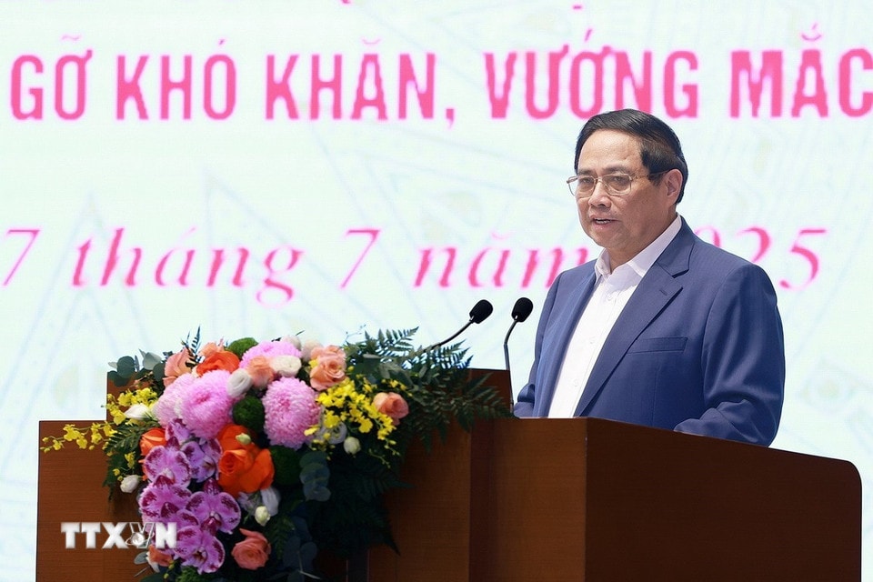 Thủ tướng Phạm Minh Chính phát biểu chỉ đạo. (Ảnh: Dương Giang/TTXVN)