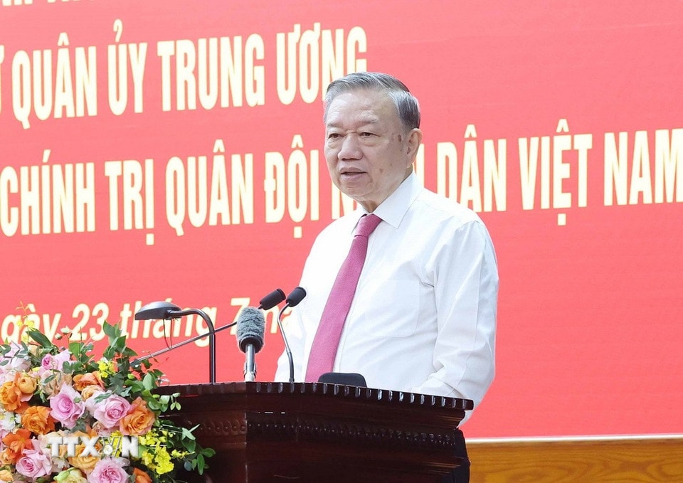 Tổng Bí thư Tô Lâm phát biểu chỉ đạo. (Ảnh: Thống Nhất/TTXVN)