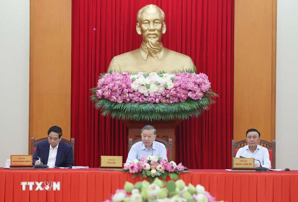 Tổng Bí thư Tô Lâm chủ trì buổi làm việc. (Ảnh: Thống Nhất/TTXVN)