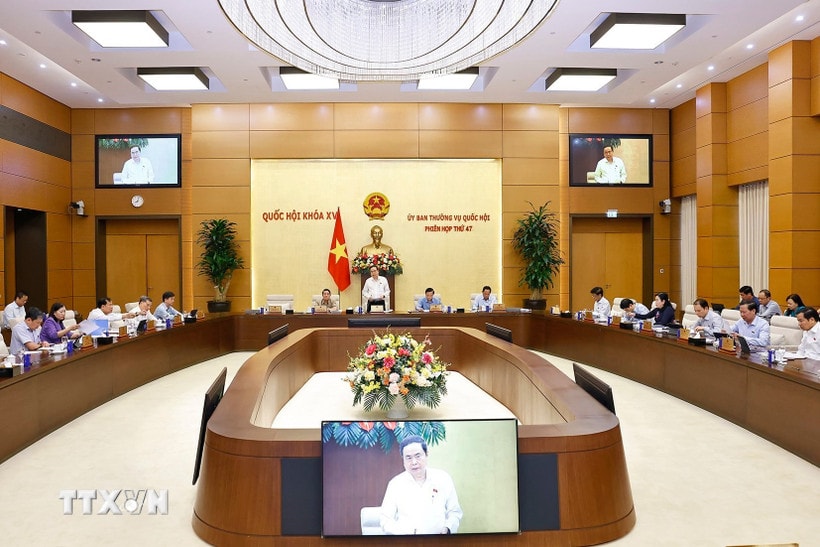Chủ tịch Quốc hội Trần Thanh Mẫn phát biểu khai mạc phiên họp thứ 47 Ủy ban Thường vụ Quốc hội. (Ảnh: Doãn Tấn/TTXVN)
